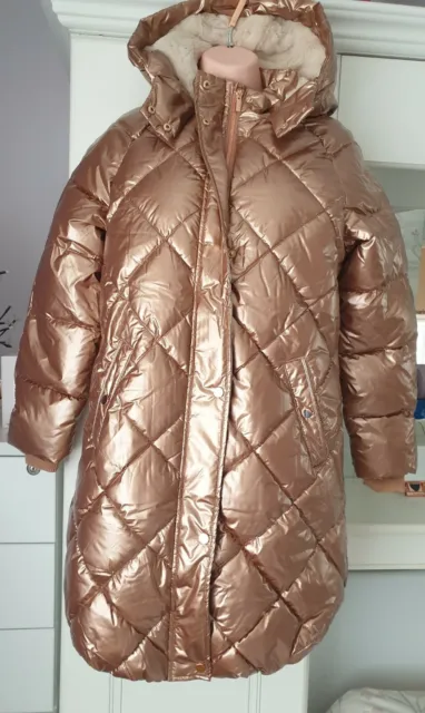 New NEXT Girls Age 12 Years  Hood Coat, Shower Resistant Puffer, fur lining,BNWT