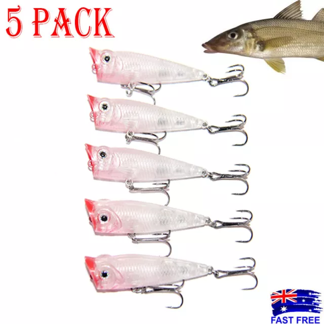 5X 50mm Popper Poppers Topwater Fishing Lures Surface Whiting Bream Bass Pencil