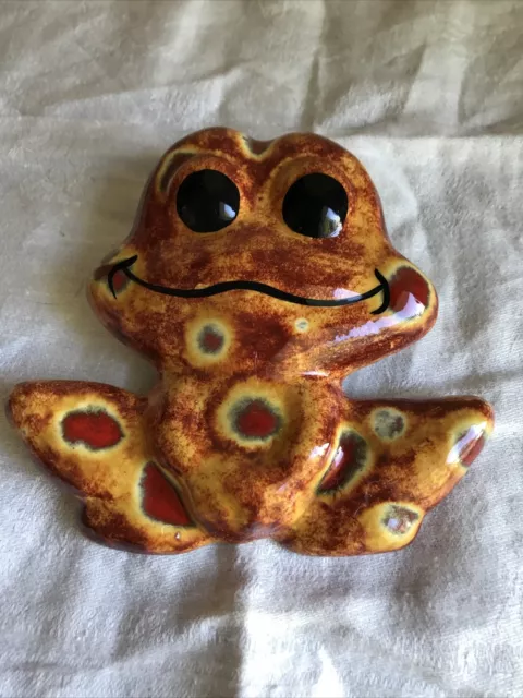 4 1/2” Tall Vintage Ceramic Macrame Bead Cute Frog New Old Stock