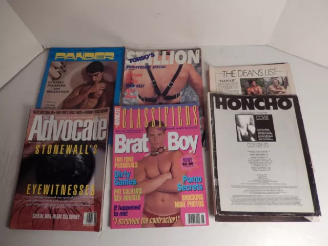 Lot of 6 Vintage Pander 1979 ADVOCATE MEN 1990, 1994 Gay Interest Magazine