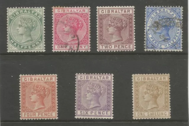 Gibraltar Sg8-14 The 1886-7 Set Of 7 Mixed Mint And Used Cat £560