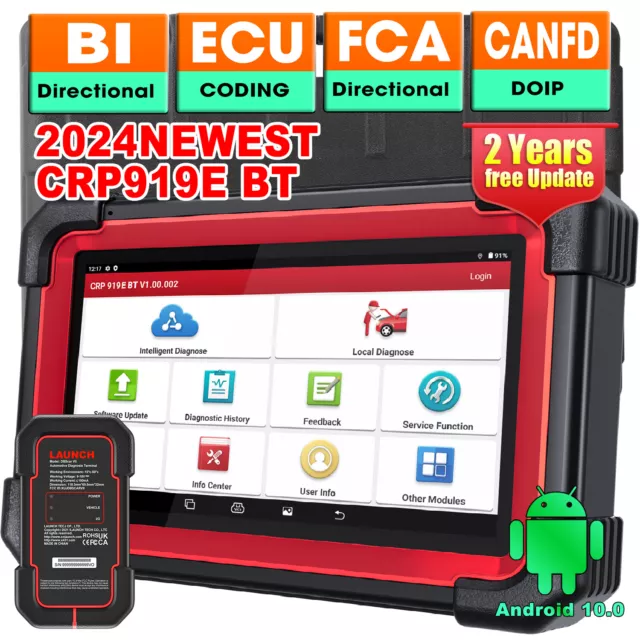 2024 LAUNCH CRP919E BT Elite OBD2 Car Diagnostic Tool Key ECU Coding Scanner