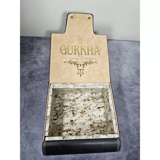 BEAUTIFUL LEATHER !! Gurkha G3 Cigar Box With Marble Inlay “A Century Of Traditi