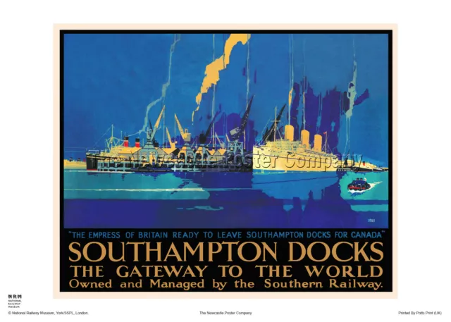 Southampton Hampshire Retro Vintage Railway Travel Poster Advertising Art Rail