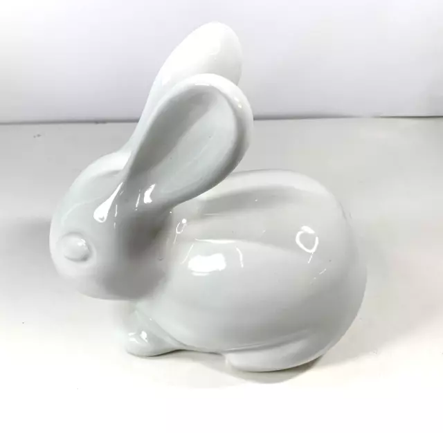 Ceramic White Bunny Cotton Holder Rabbit Dispenser Glazed