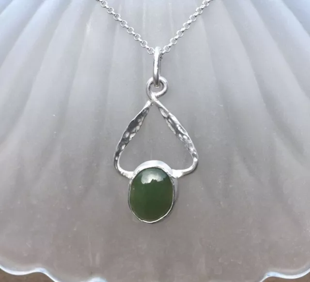 Natural British Columbia Jade Pendant Solid Sterling Silver - no chain