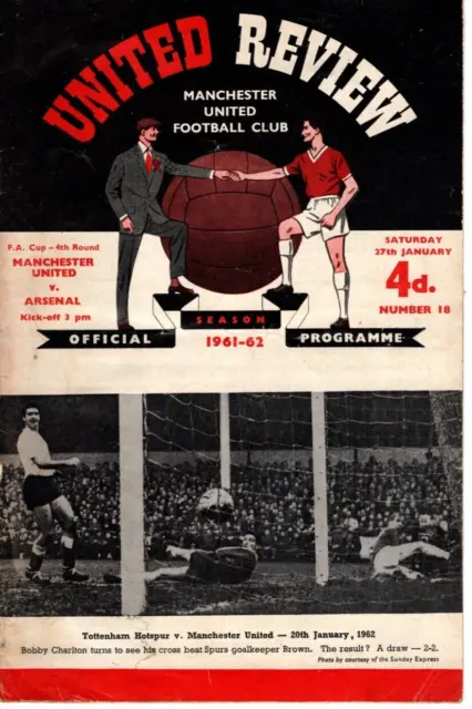 1961/62 Manchester United V Arsenal. Fa Cup Round 4. 27/01/1961