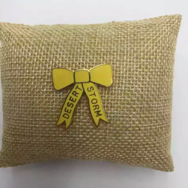 Vintage 1990s DESERT STORM Yellow Ribbon Enamel and Gold-Tone Commemorative Pin