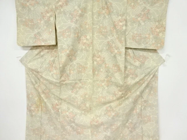 6797650: Japanese Kimono / Antique Kimono / Fushi Tsumugi / Woven Flower