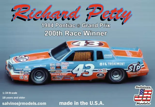 Salvinos JR Models Richard Petty 1984 Pontiac Grand Prix 200th Course Winner Kit