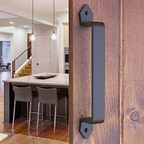 VivaLight 10 inch Sliding Barn Door Handle Pull Black Large Rustic Fence Gate...