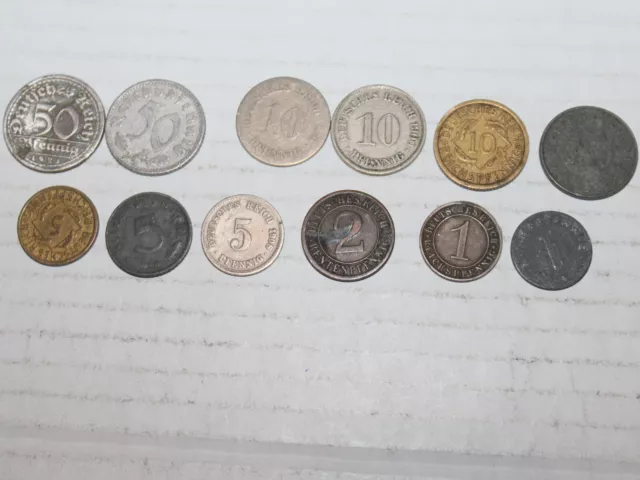 lot de 12 monnaies deutsches reich différentes n°2