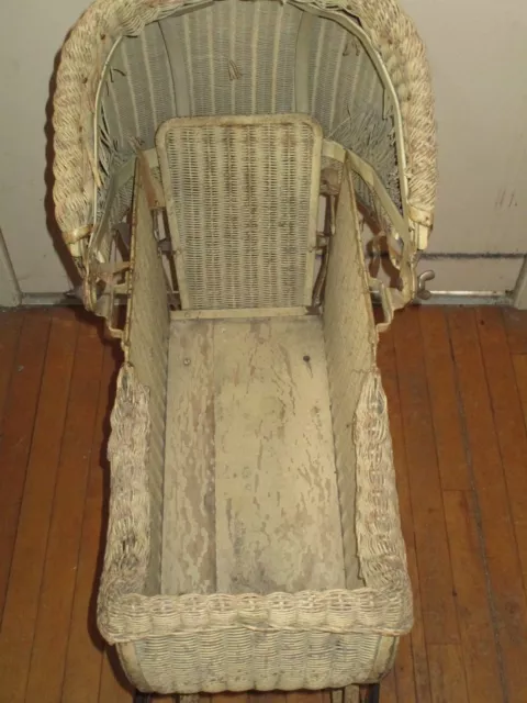 Lloyd's Loom Products  Beige Wicker Baby Stroller  October 16, 1917 Vintage