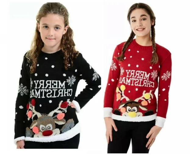 Kids XMAS Jumper Children Christmas Knitted Boys Girls Reindeer Rudolph Jumpers
