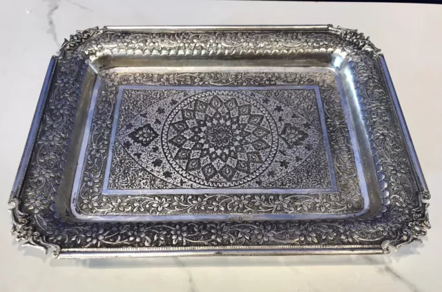 Hand Engraved Middle Eastern Tray ,900 SOLID Silver 468 grams 2