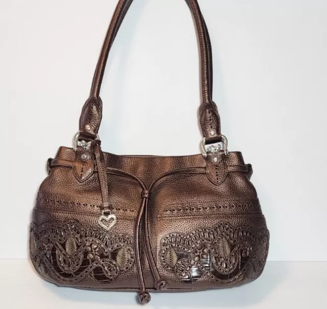 Brighton Lolita 3D Leather Lace Applique Masterpiece Bronze Shoulderbag Mp$350