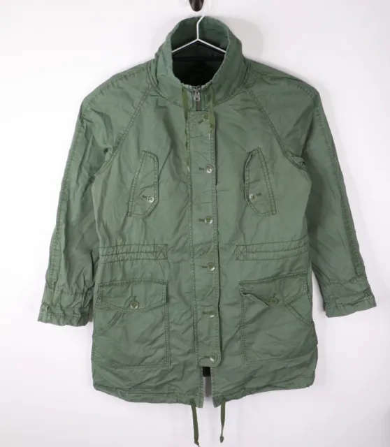 Gap Womens Utility Military Jacket Full Zip Anorak Adjustable Waist Green Large