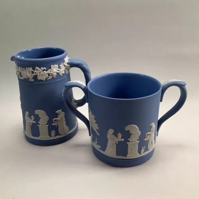 Wedgwood Blue Japerware Creamer & Sugar