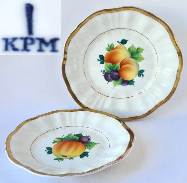 Paio Piastra da Muro Piatto Frutta Motivo Dipinti Krister Waldenburg Slesia P343