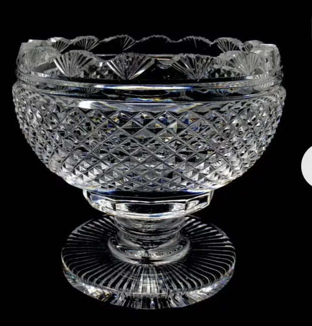 Antique Irish Tipperary Waterford Glass Cut Crystal Bowl Georgian Centerpiece