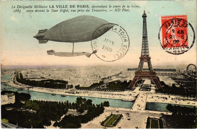 CPA PARIS 7th Eiffel Aviation Airship Airship CITY OF PARIS (1247587)