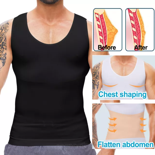 Men Gynecomastia Moobs Compression Tummy Control Vest Shirt Body Shaper Tank Top