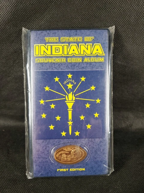 . Vtg Indiana Souvenir Coin Album Elongated Pressed Penny Book New NIP