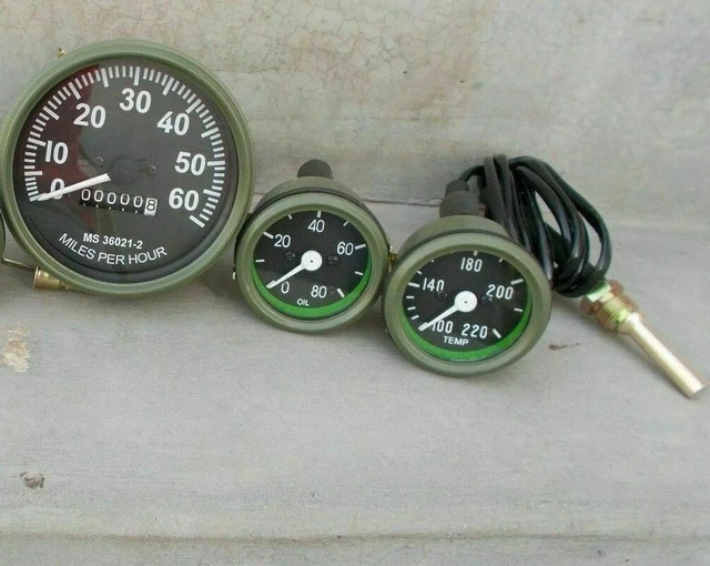 WILLYS JEEP SPEEDOMETER Temperature Gauge Oil Pressure Gauge Set