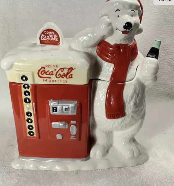 vintage coca cola polar bear cookie jar