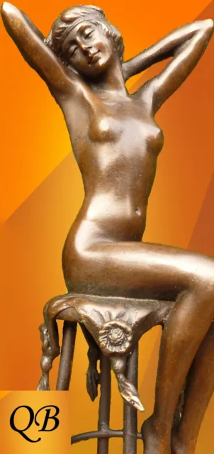 Art Deco Bronzefigur Skulptur Statue Erwachen Akt Heiss Gegossen Damenfigur