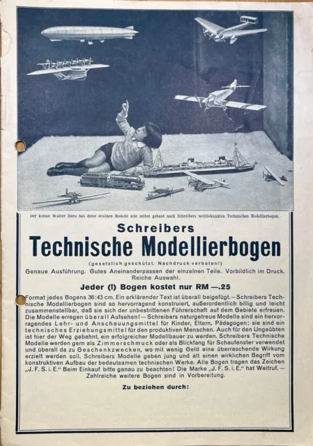 Original Katalog Papiermodellbau der Firma Schreiber um 1930