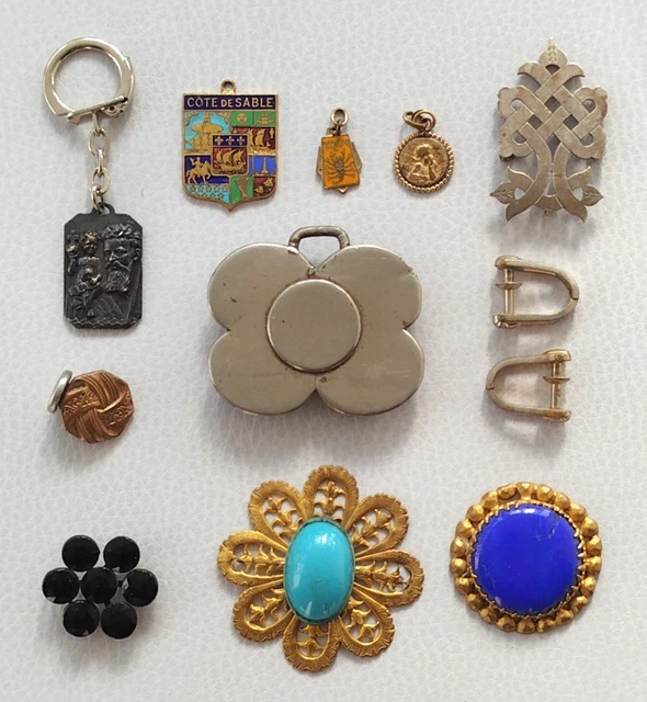 Pendentif/Broche Ancien Porte-Image Argenté - Vierge Ou Icône - Dimensions 40x30mm - Occasion