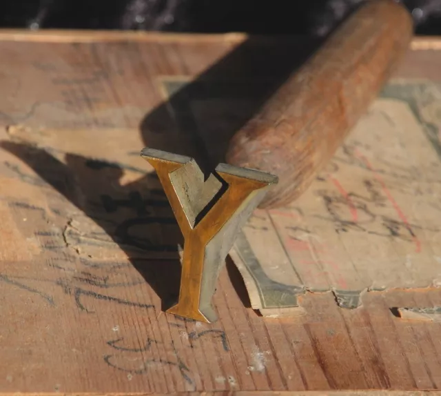 Buchstabe "Y" Vergoldestempel Initial Prägestempel Messing Buchbinder Werkzeug..