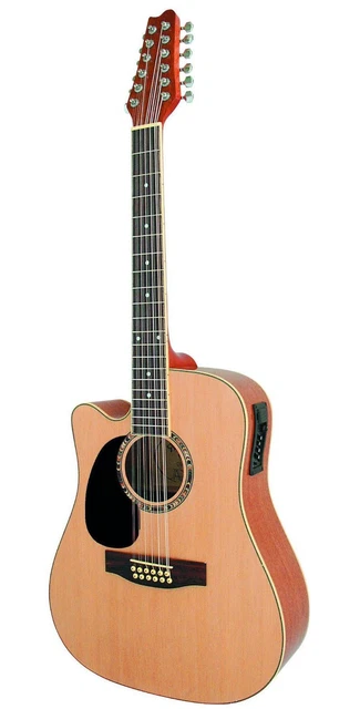 Guitare Electro-Acoustique 12 Cordes Nature Pour Gaucher