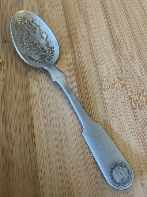 1976 Franklin Mint Pilgrims Hope RHODE ISLAND Colony Pewter Souvenir Spoon 6.5"
