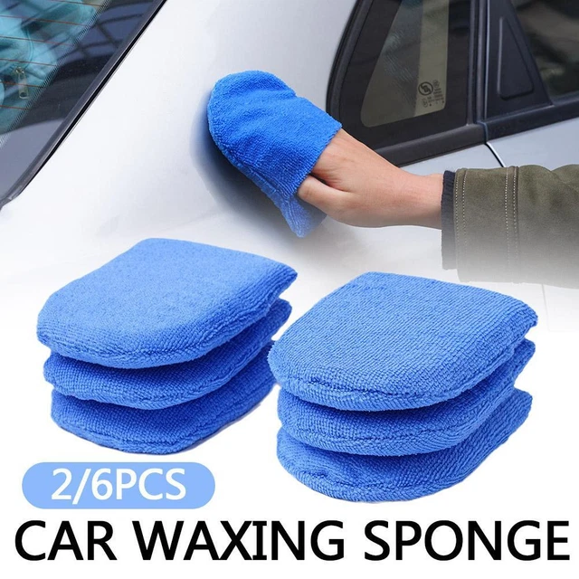 2/6X Microfiber Car Wax Applicator Mitts Polishing Wax Foam Applicaxpe E8I4