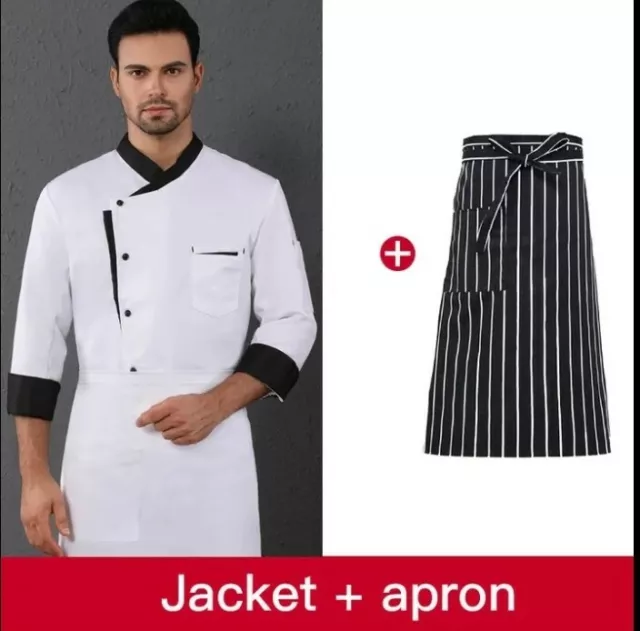 Veste Cuisine manche longue avec  tablier  pour travail de restauration