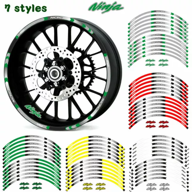 KAWASAKI Ninja MOTORCYCLE RIM "17 STRIPES WHEEL DECALS TAPE STICKERS