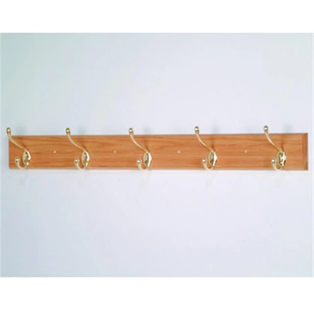 Wooden Mallet HCR-5BLO 5 Hook Coat Rack in Light Oak - Brass