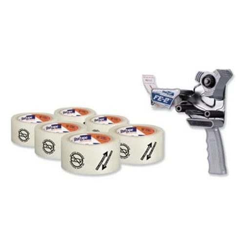 Duck Folded Edge Tape Dispenser with 6 Rolls of  3" Core Tape, 1 Pack (DUCFE2)