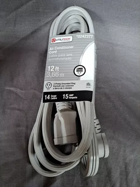 NUEVO Aire acondicionado Utilitech 3 clavijas cable conectado a tierra 12 ft calibre 14 15 amperios 3 BBxB