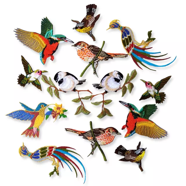 Humming Birds Phoenix Kingfisher Iron Sew on Appliques Embroidered Patches Craft