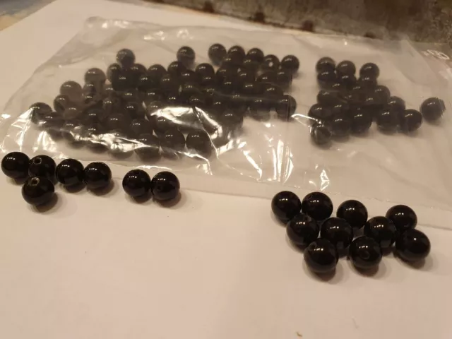 ONYX Lot de 100 Perles - 8mm ; 2 trous 1,5 mm