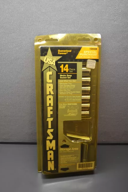 Vintage CRAFTSMAN 3/8" & 1/4" Dr Deep Socket Metric 14pc Set 6pt 934428