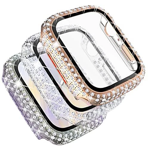 3-Pack Crystal Diamond Bling Cases Compatible with Apple Watch 44mm Protective