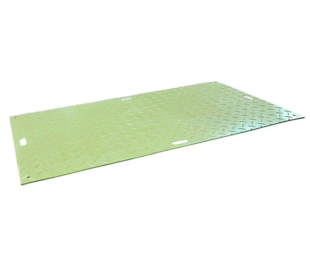 4' x 8' Polyethylene Tan Ground Protection Mat w/ Diamond Plated Tread Design