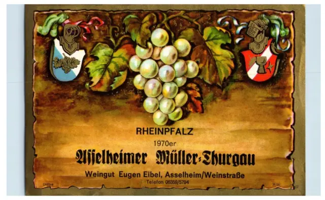 1970's-80's Rheinpfalz Uffelheimer Muller German Wine Label Original S29E