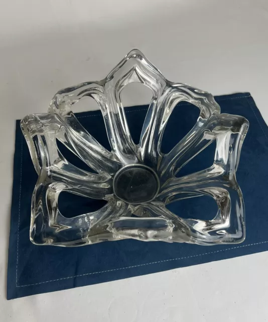 Grande coupe corbeille en Verre cristal ajouré vers 1960 Déco De Table Vintage