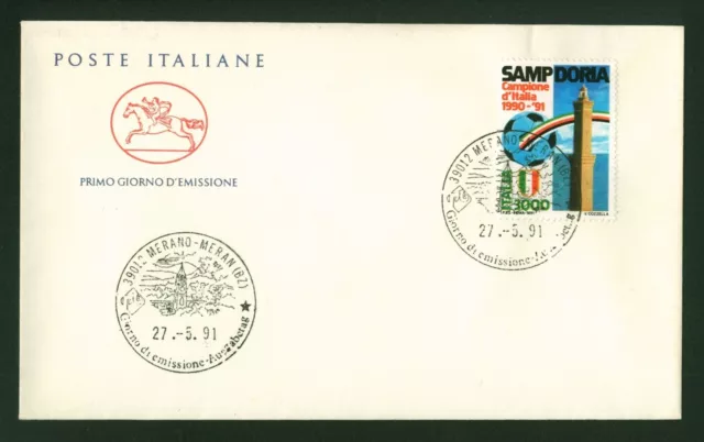 1991 Italia Fdc Cavallino 27.05.1991 Sampdoria Campione D'italia 1990-1991