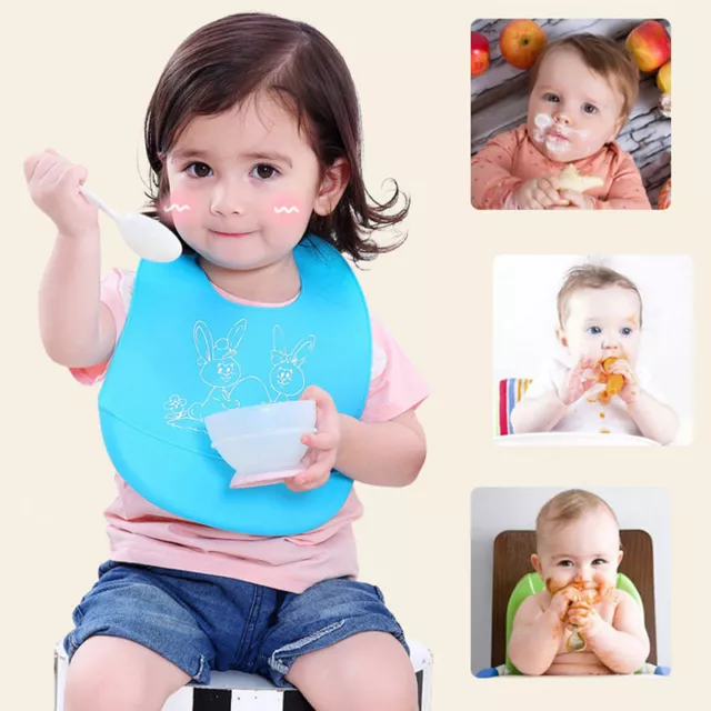 Soft Silicone Bib-infant  baby-Feeding burp food meals